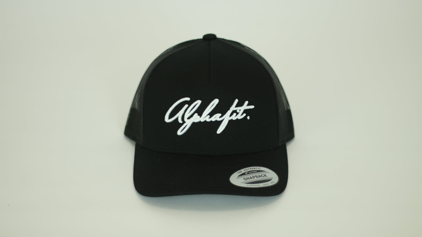 Alphafit 2402 Signature Trucker Hat - Black/White