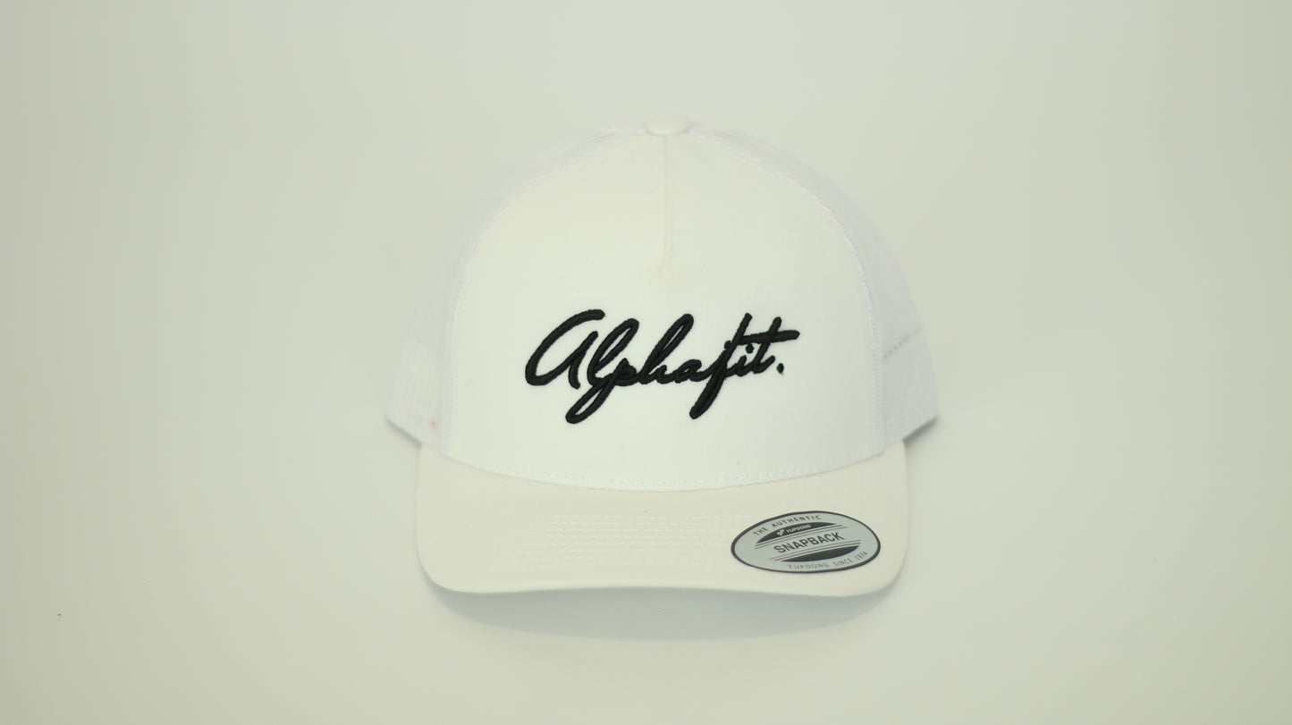 Alphafit 2402 Signature Trucker Hat - White/Black