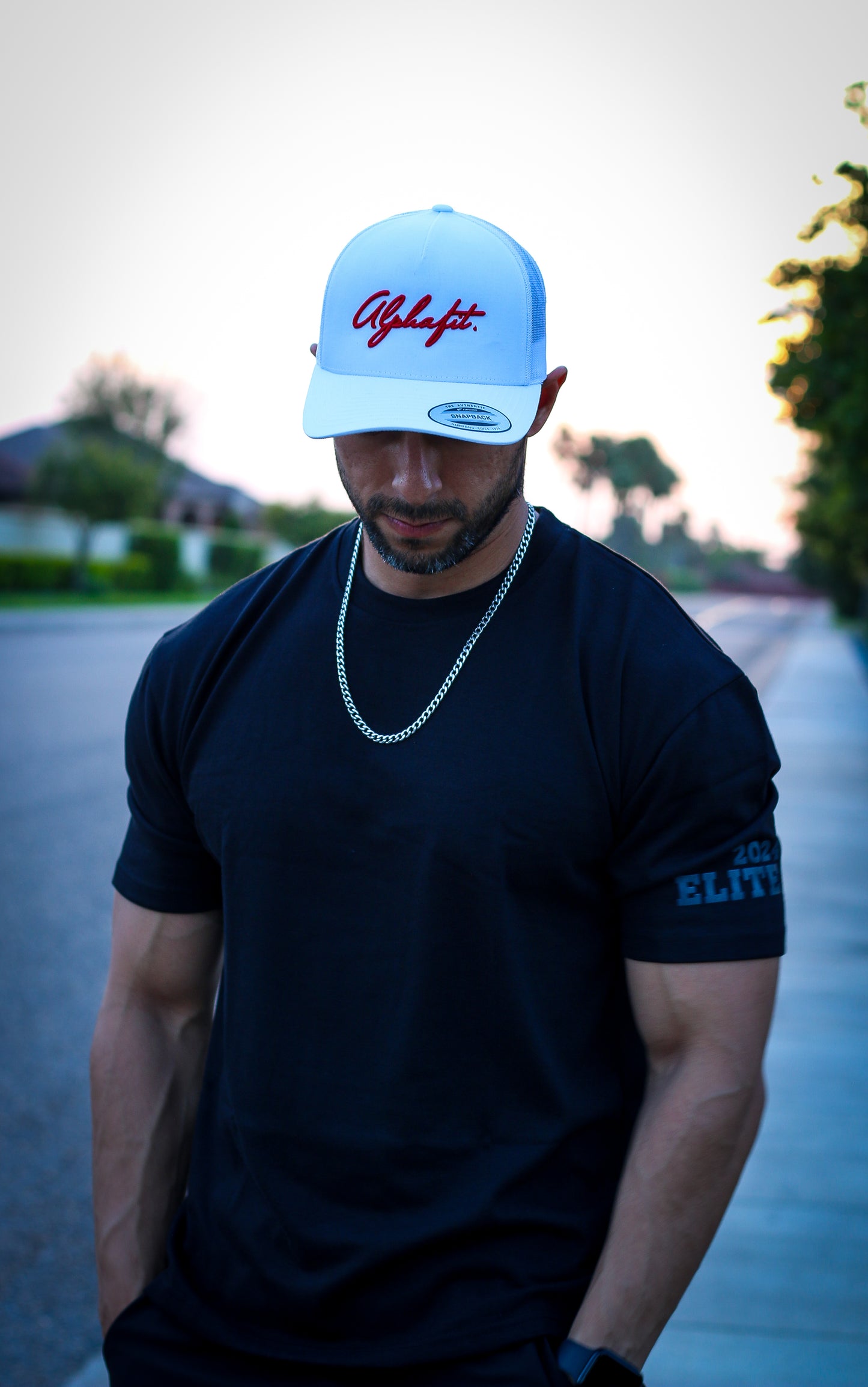 Alphafit 2402 Signature Trucker Hat - White/Red