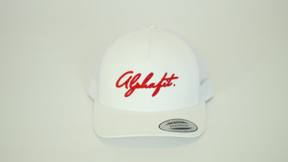 Alphafit 2402 Signature Trucker Hat - White/Red