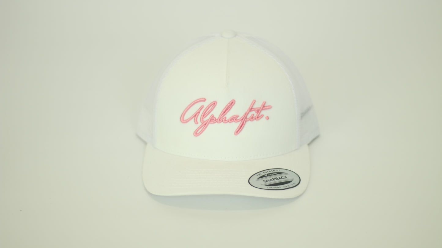 Alphafit 2402 Signature Trucker Hat - White/Pink
